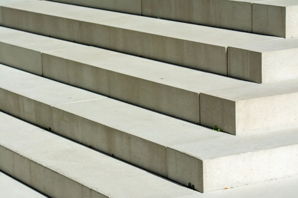 Pale concrete steps in soft light
